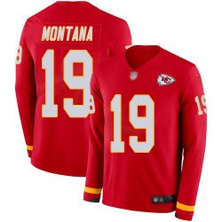 Limited Men's Joe Montana Red Jersey - #19 Football Kansas City Chiefs Therma Long Sleeve