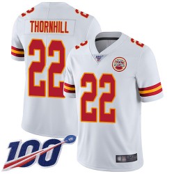 Limited Men's Juan Thornhill White Road Jersey - #22 Football Kansas City Chiefs 100th Season Vapor Untouchable