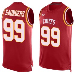 Limited Men's Khalen Saunders Red Jersey - #99 Football Kansas City Chiefs Player Name & Number Tank Top